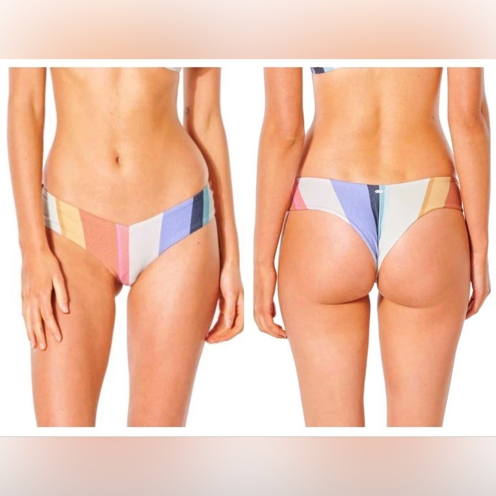 Rip Curl Heat Wave Skimpy Hipster Bikini Bottom - Multicolor Stripe. Size L